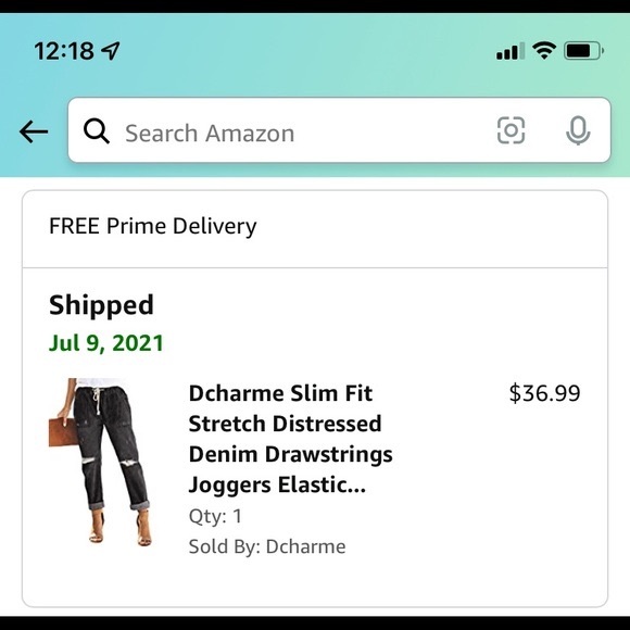 Denim Distressed Jogger-Drawstring Jeans - Picture 3 of 5